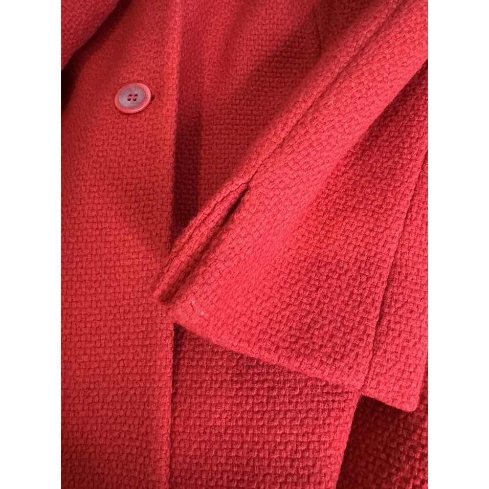Talbots Wool Coat Women's 14 Petites Red Textured Winter Button Down Jacket - Picture 10 of 10